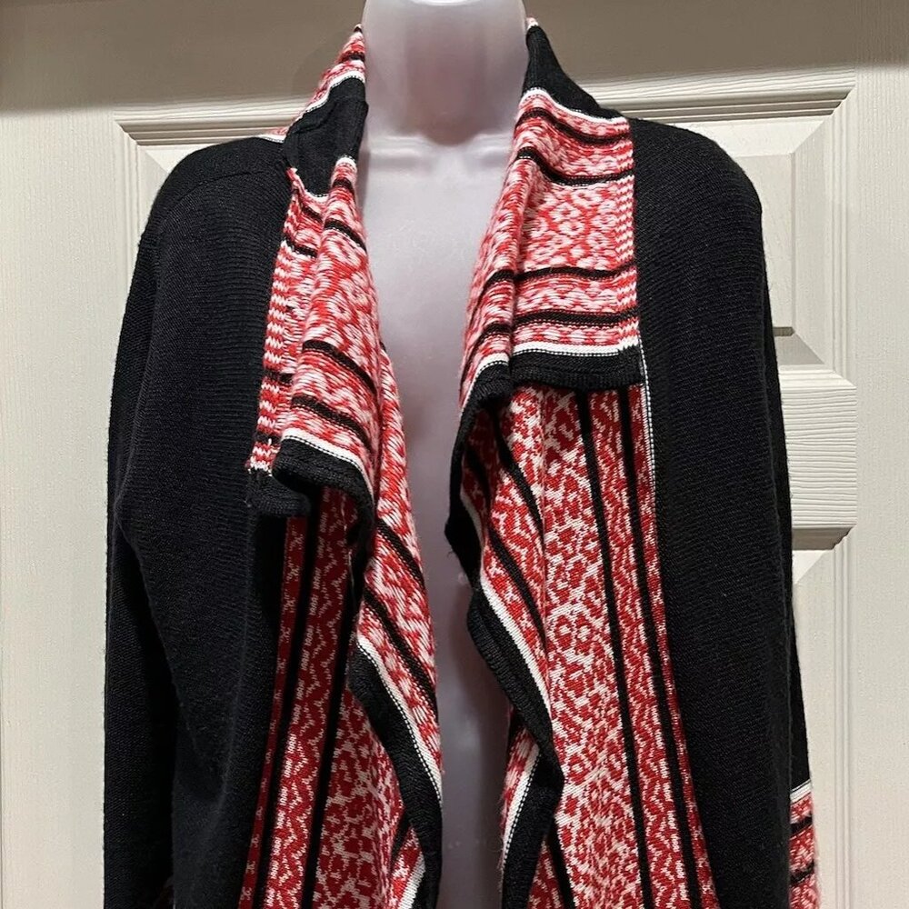 Womens Ruby Rd Red And Black Colored Open Cardiga… - image 1